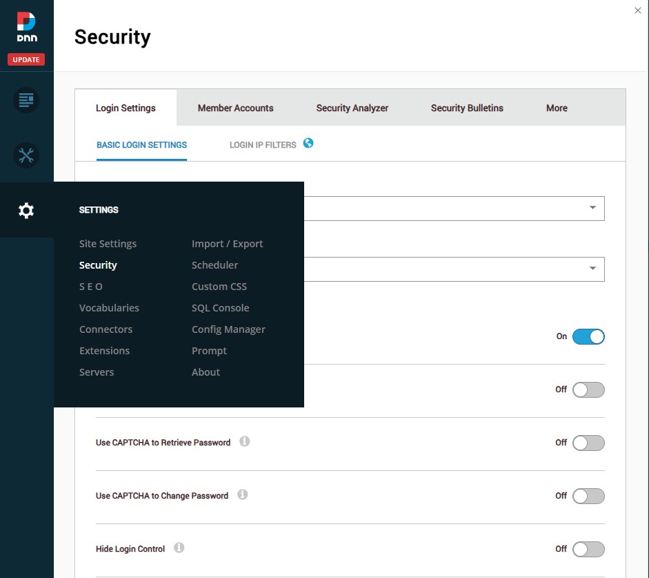 DNN Security settings